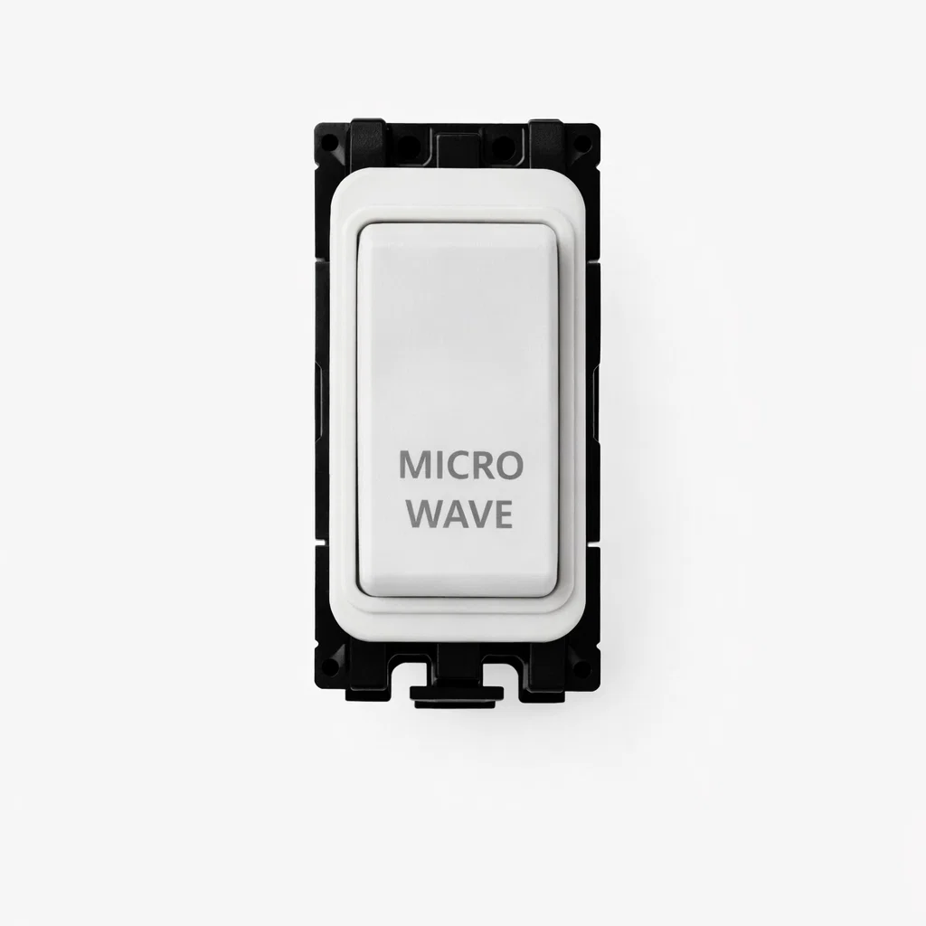 20A DP Switch - Engraved with - Mircowave - All White Insert