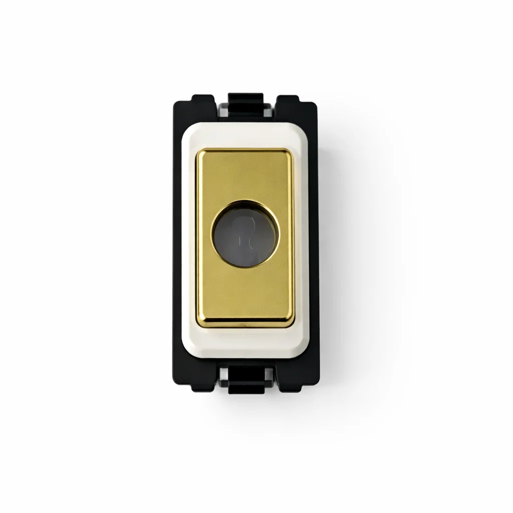 Flex Outlet Grid - White and Polished Brass Switch