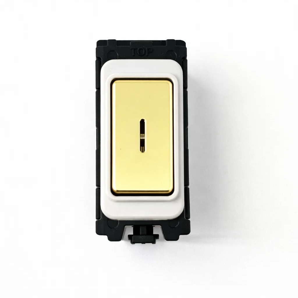 20A 2 way SP Switch Including key - White and Polished Brass Switch