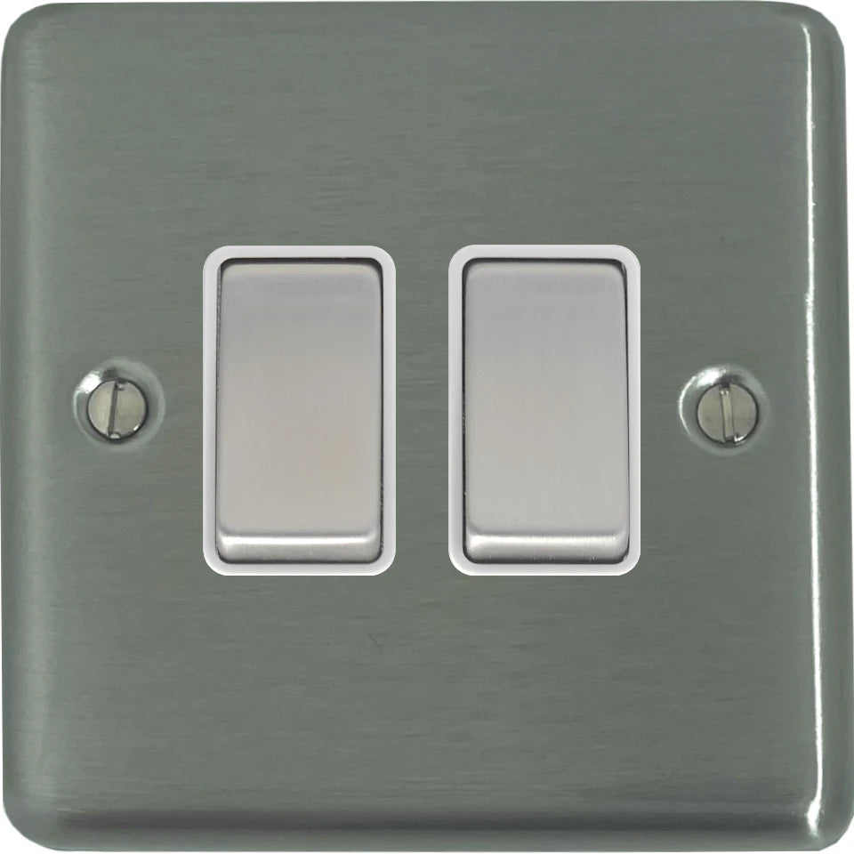 Contour Brushed Steel 2 Gang 2 Way Switch