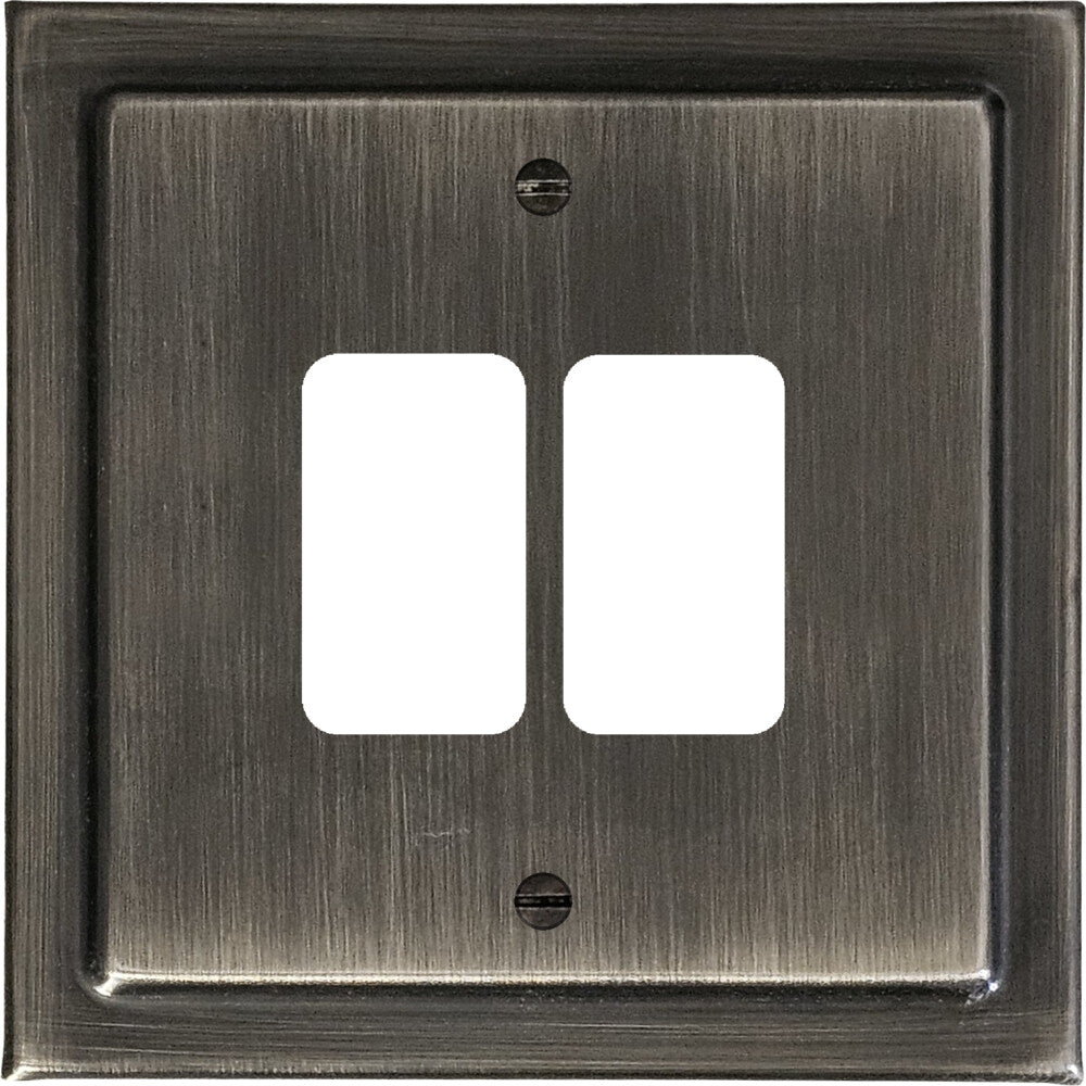 Victorian Antique Nickel 2 Gang Grid Plate