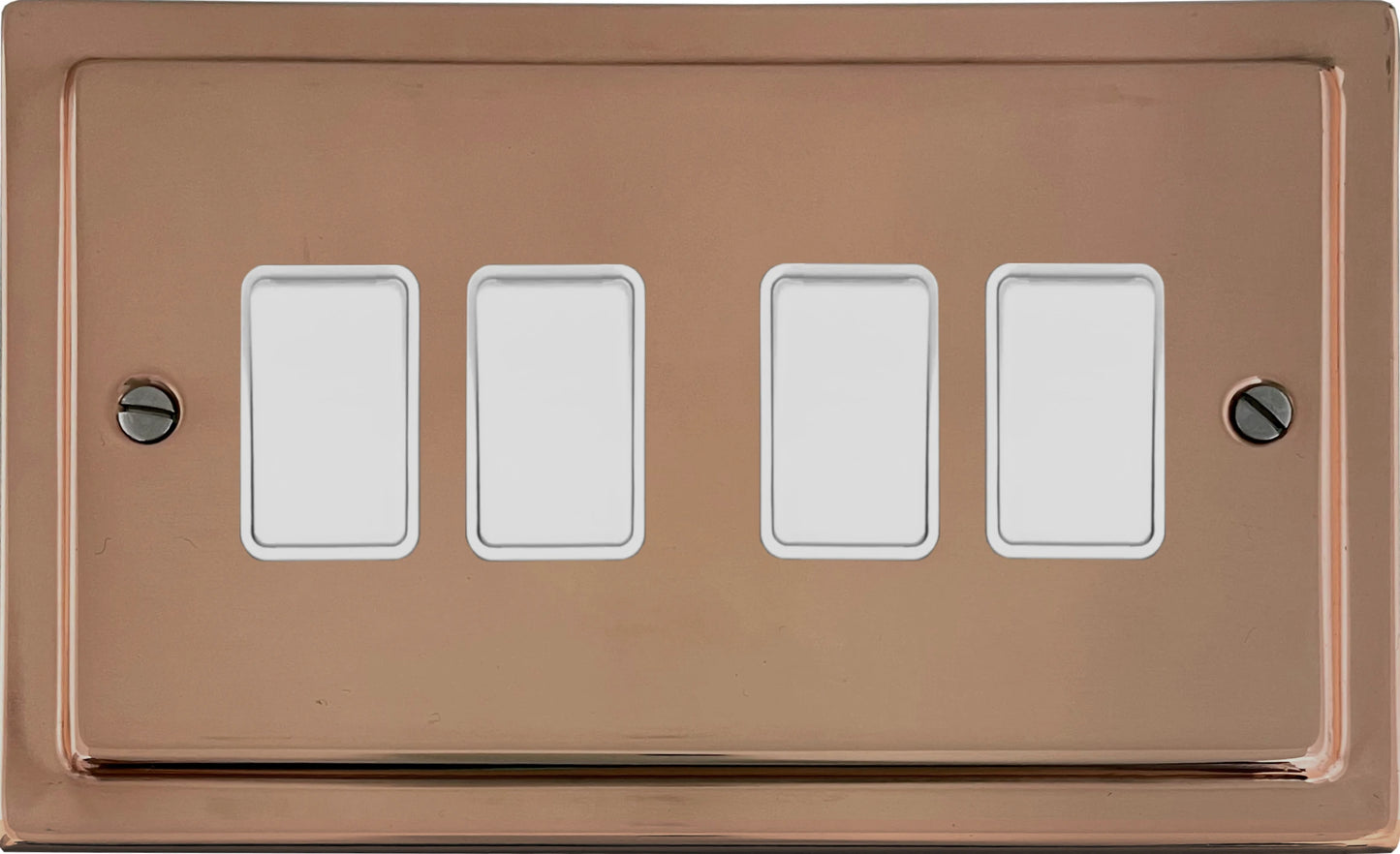 Victorian Polished Copper 4 Gang Switch