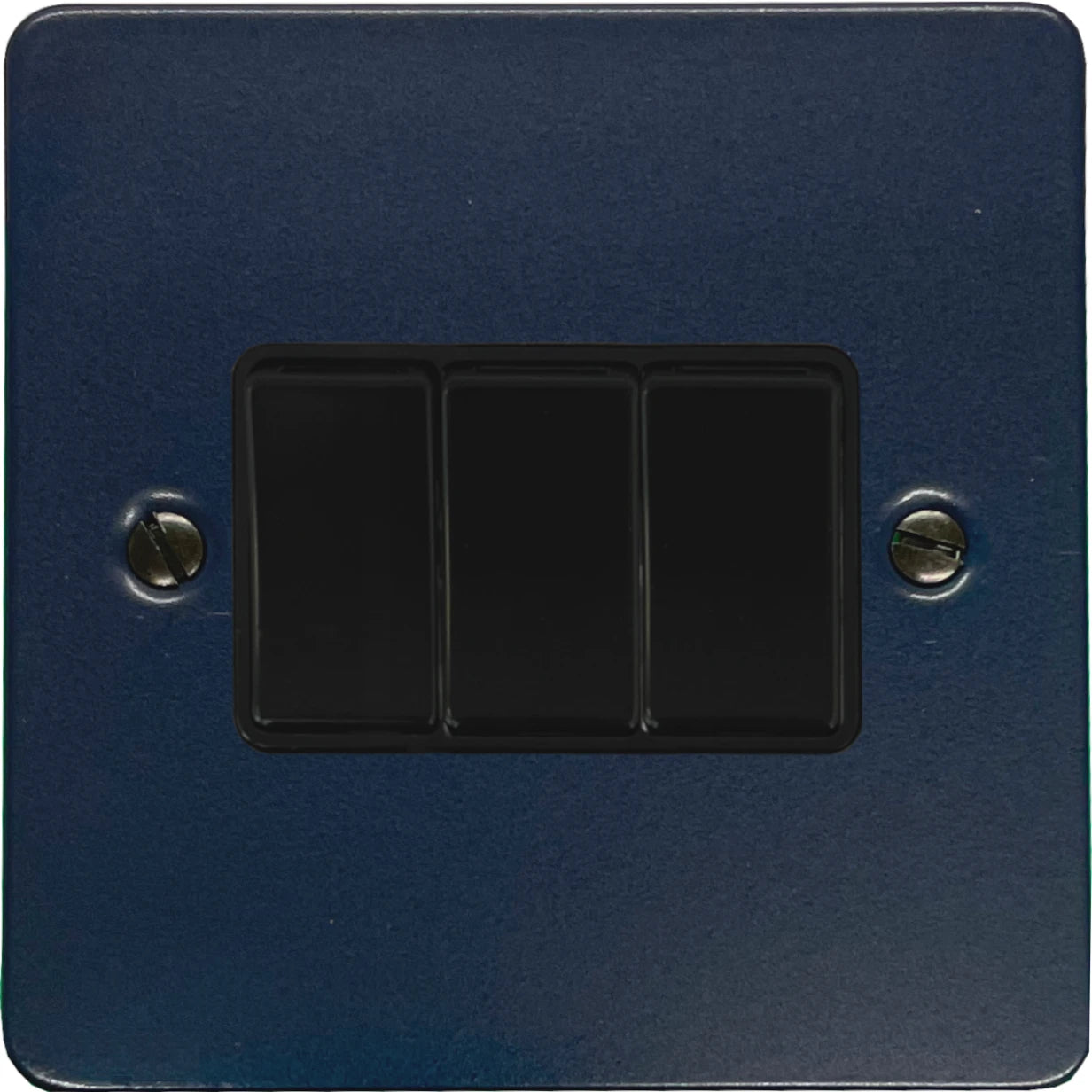 Flat Blue 3 Gang Switch (Black Switches)