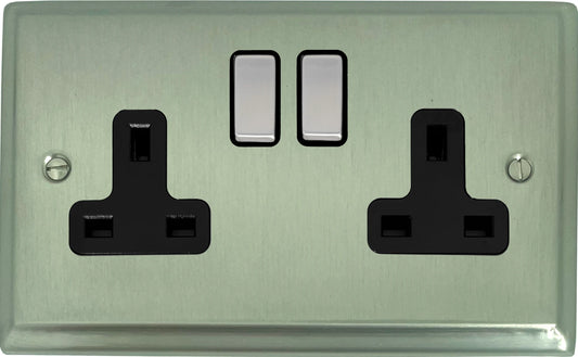 Deco  Satin Nickel  2 Gang Socket