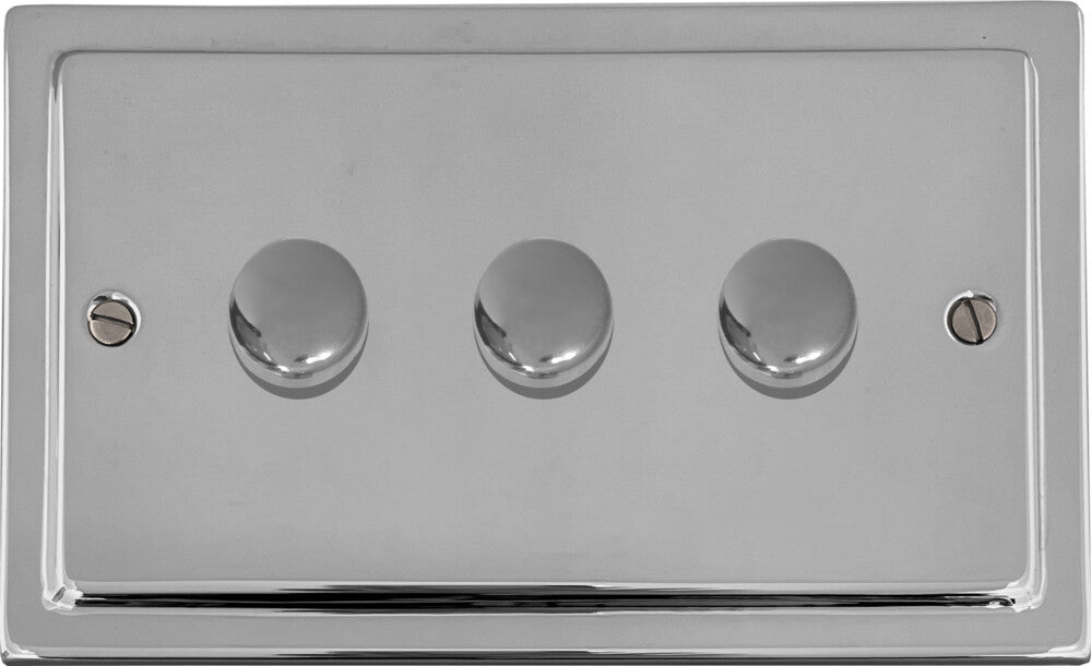 Victorian Polished Chrome 3 Gang 120W LED Dimmer