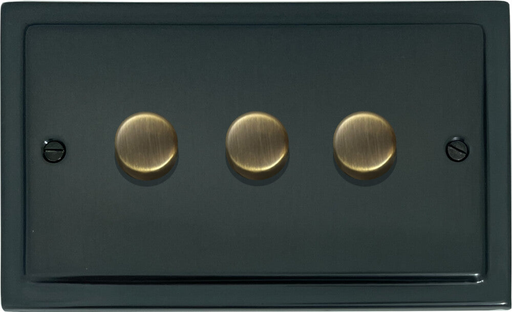 Victorian Black Bronze 3 Gang LED Dimmer