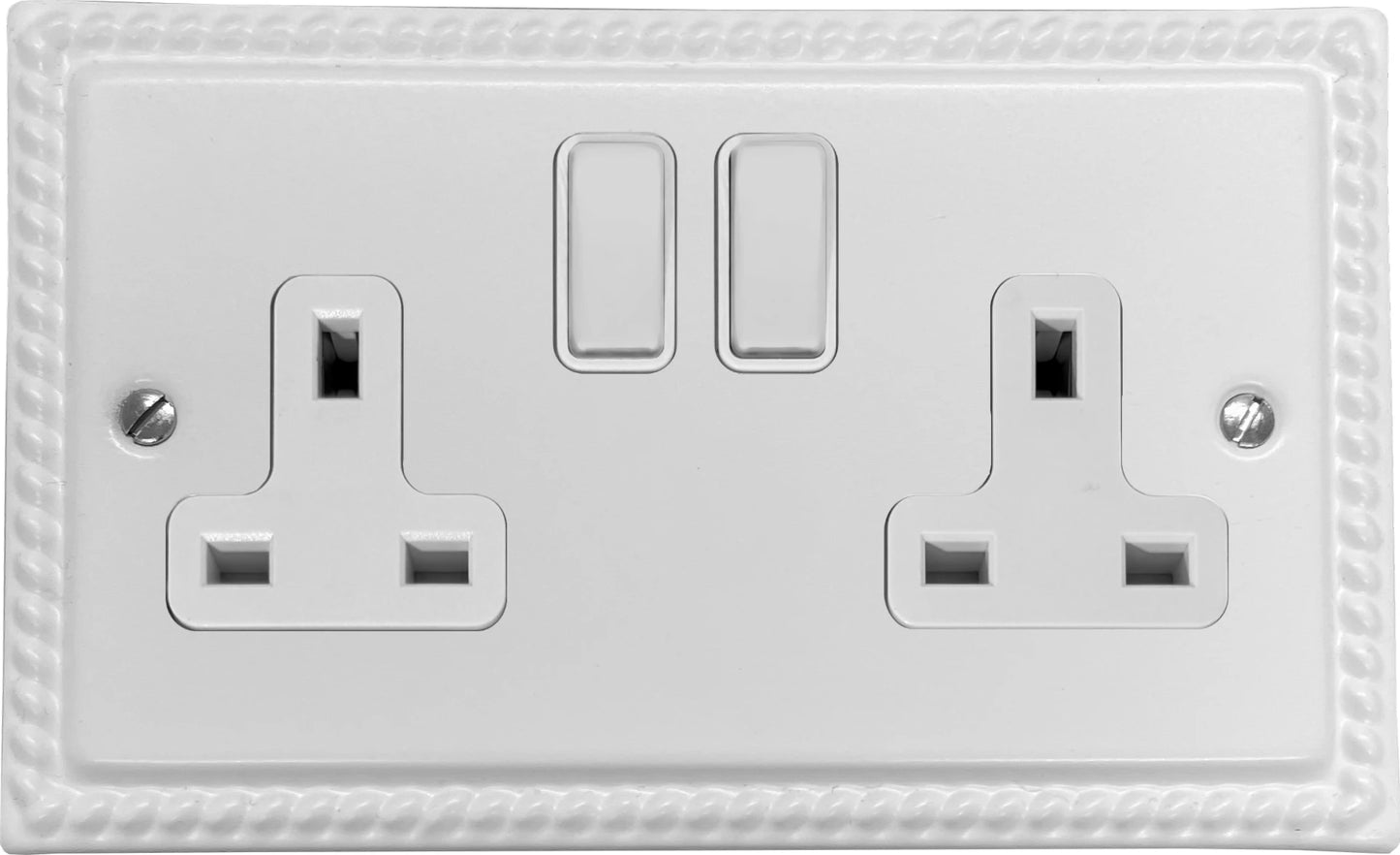 Georgian Flat White 2 Gang Socket