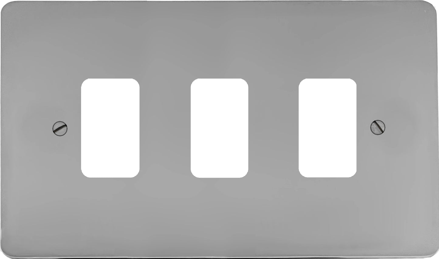 Flat Polished Chrome 3 Gang Grid Plate