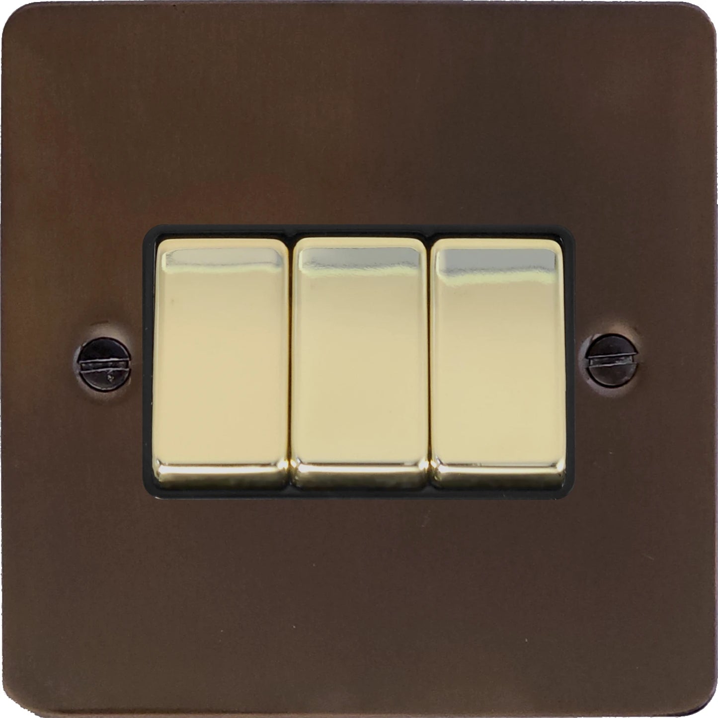 Flat Medium Bronze 3 Gang 2 Way Switch