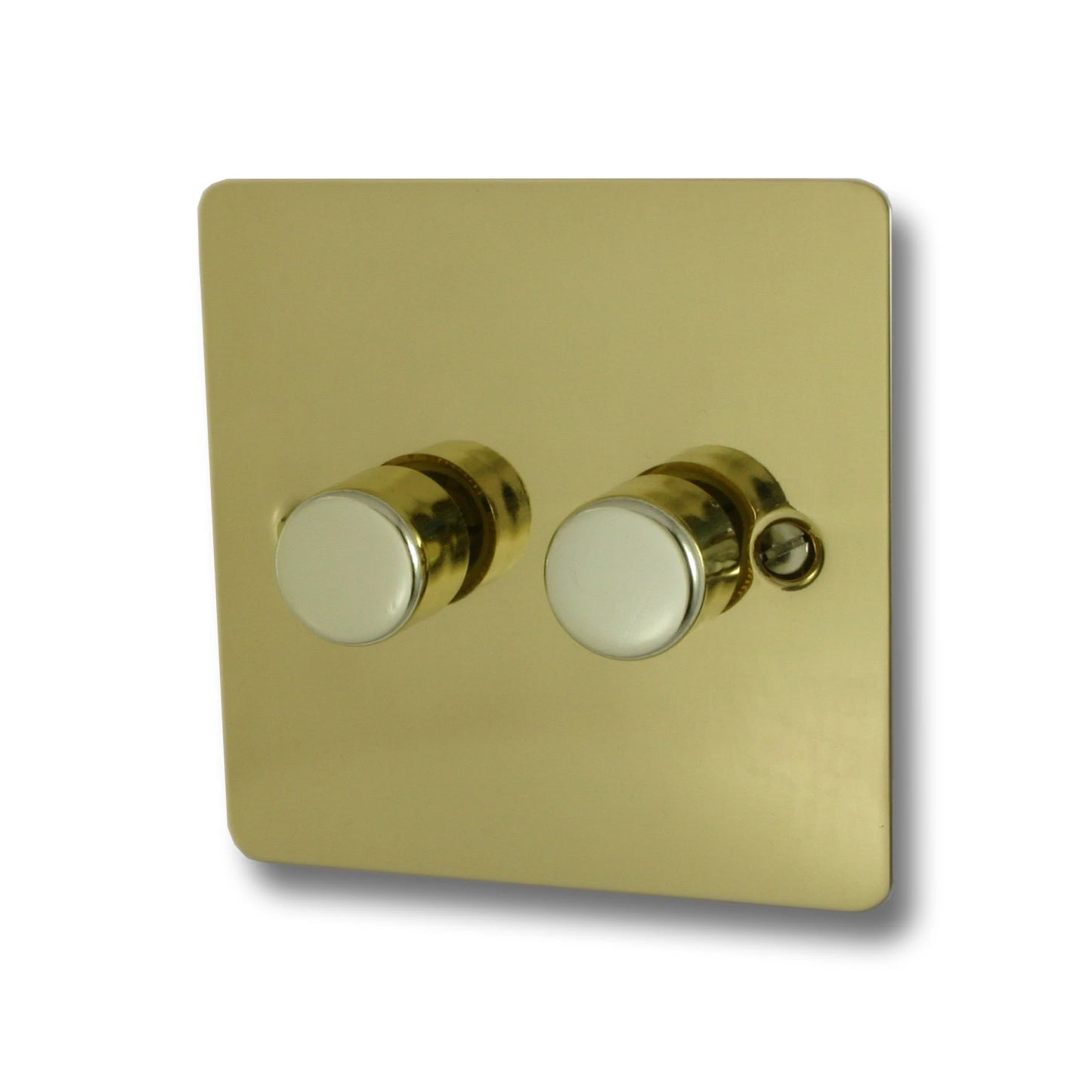 Flat Polished Brass 2 Gang Dimmer LED