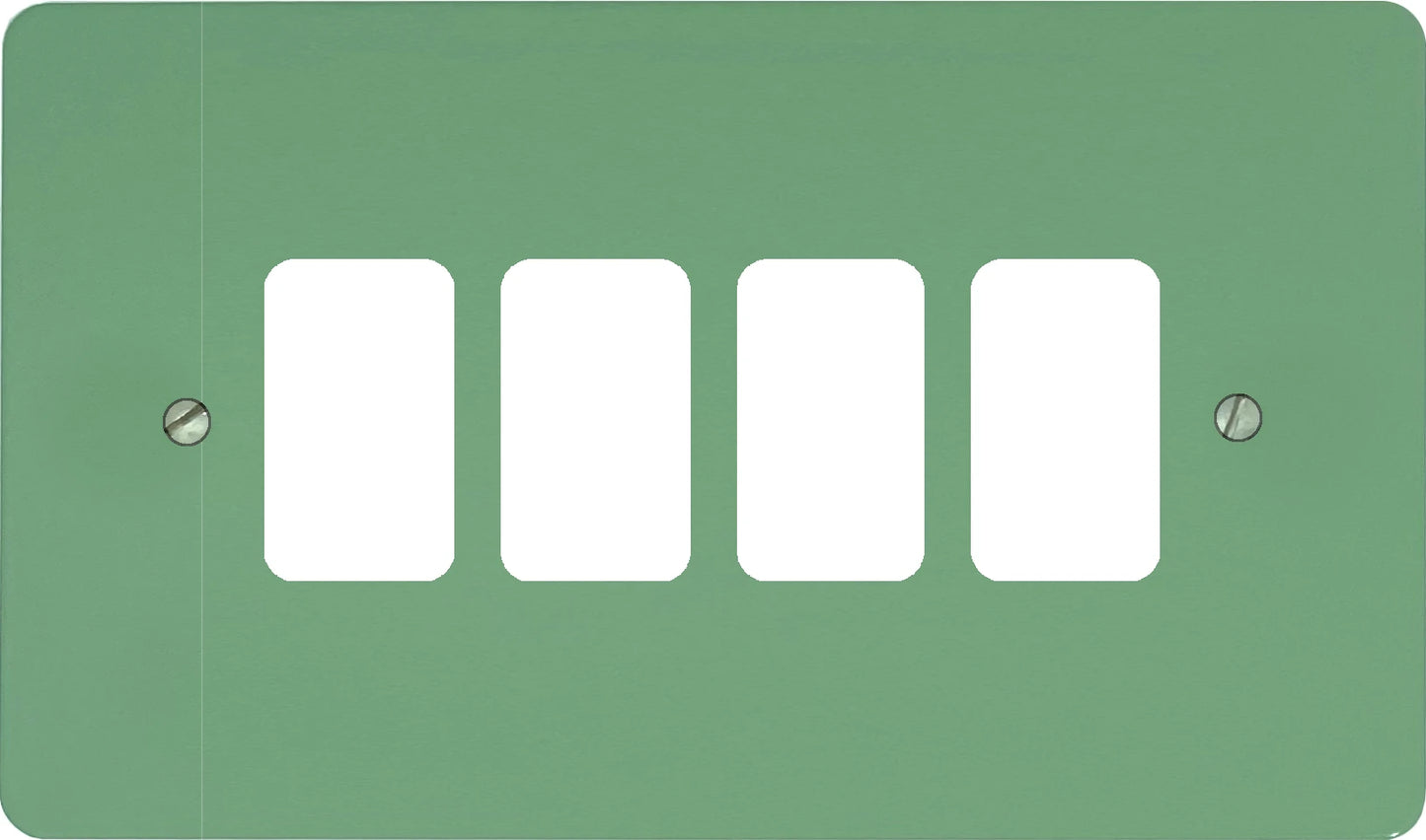 Flat Sage Green 4 Gang Grid Plate