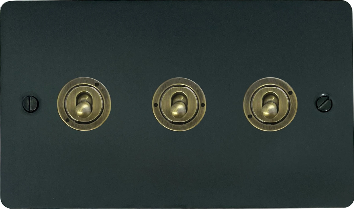 Flat Black Bronze 3 Gang 2 Way Toggle