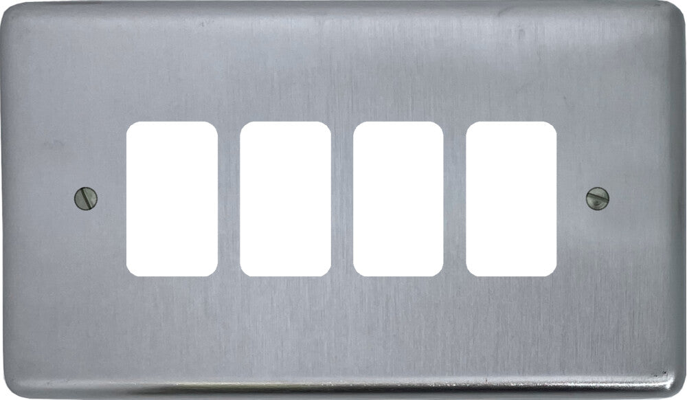 Contour Satin Chrome 4 Gang Grid Plate