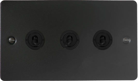Flat Black 3 Gang Toggle Switch (Flat Black Toggle)