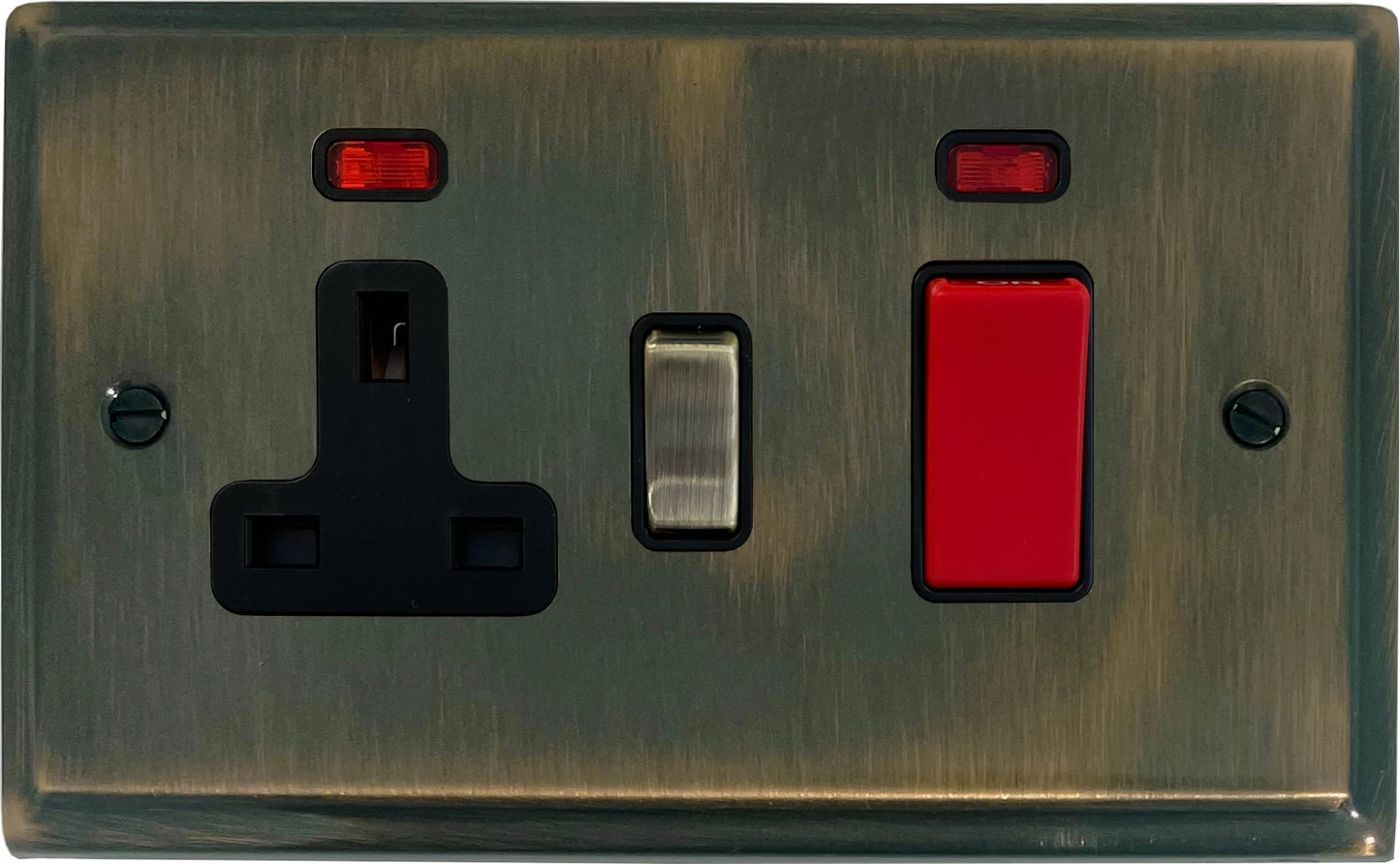 Deco Antique Brass 45 Amp Cooker Switch and Socket (Brass Switch)