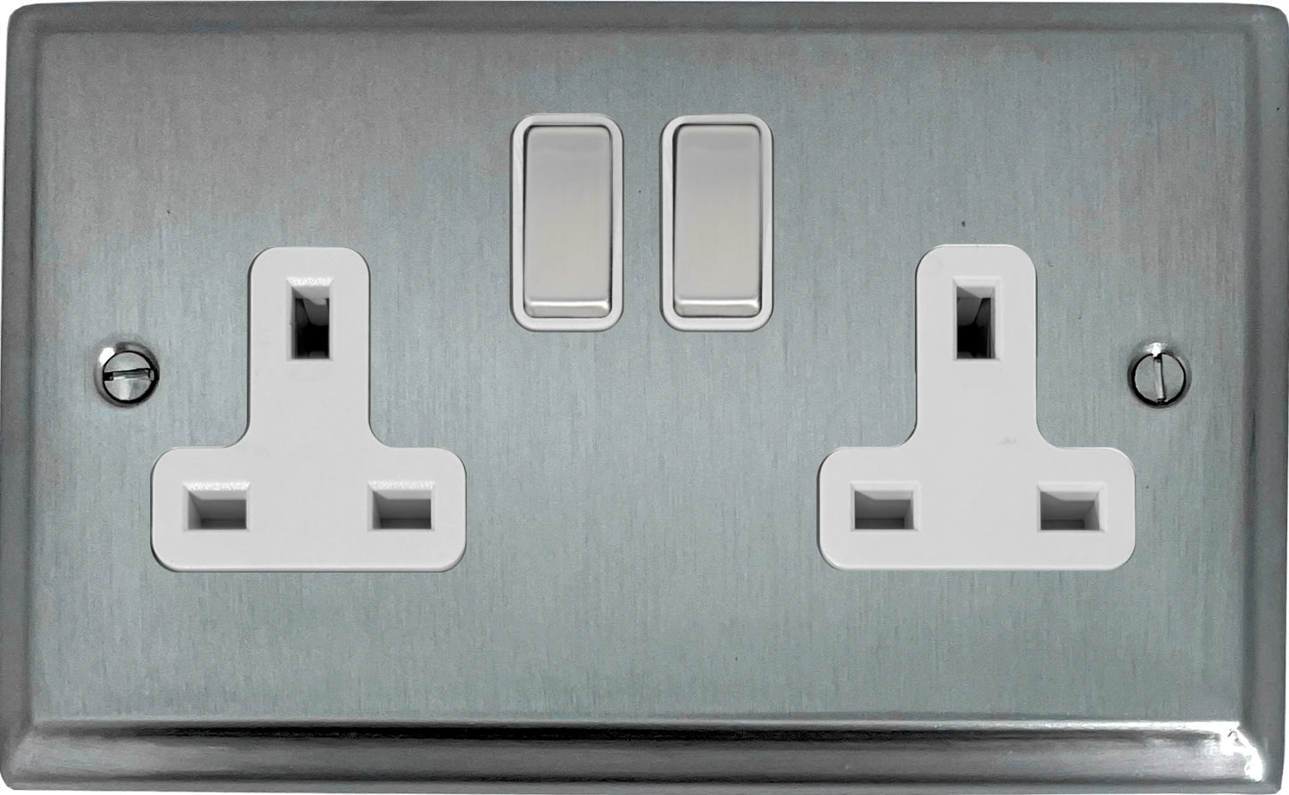 Deco Satin Chrome 2 Gang Socket