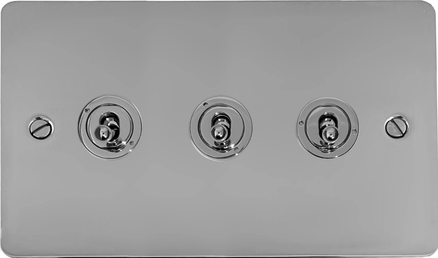 Flat Polished Chrome 3 Gang Toggle Switch