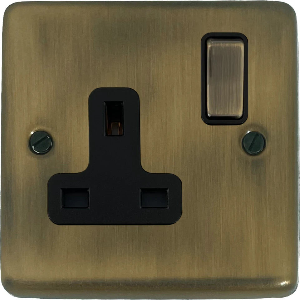 Contour Light Antique Brass 1 Gang Swicthed Socket