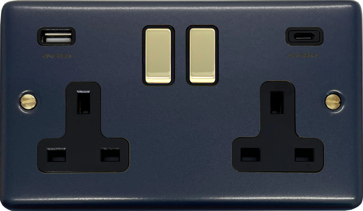Contour Blue Contour 2 Gang Socket USBC