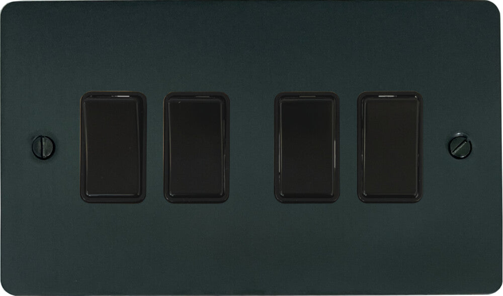 Flat Black Bronze 4 Gang Switch