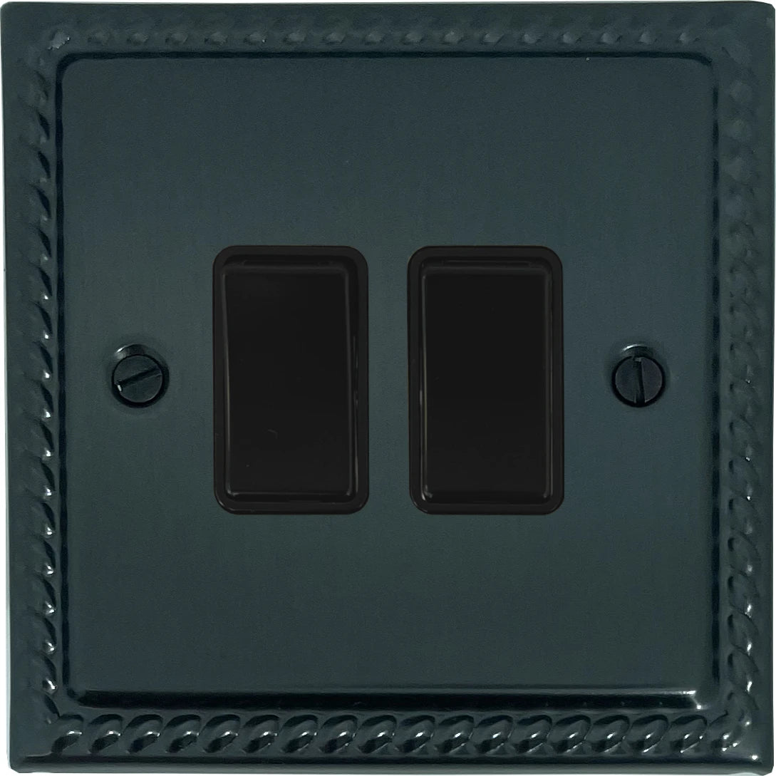 Georgian Black Bronze 2 Gang Switch (Black Switches)