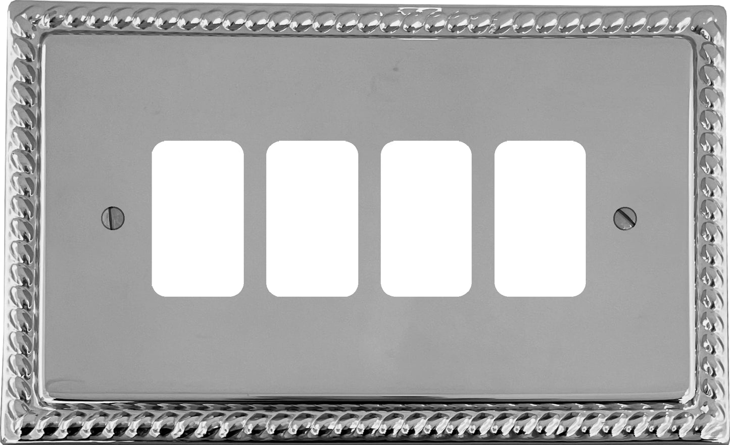 Georgian Polished Chrome 4 Gang Grid Plate