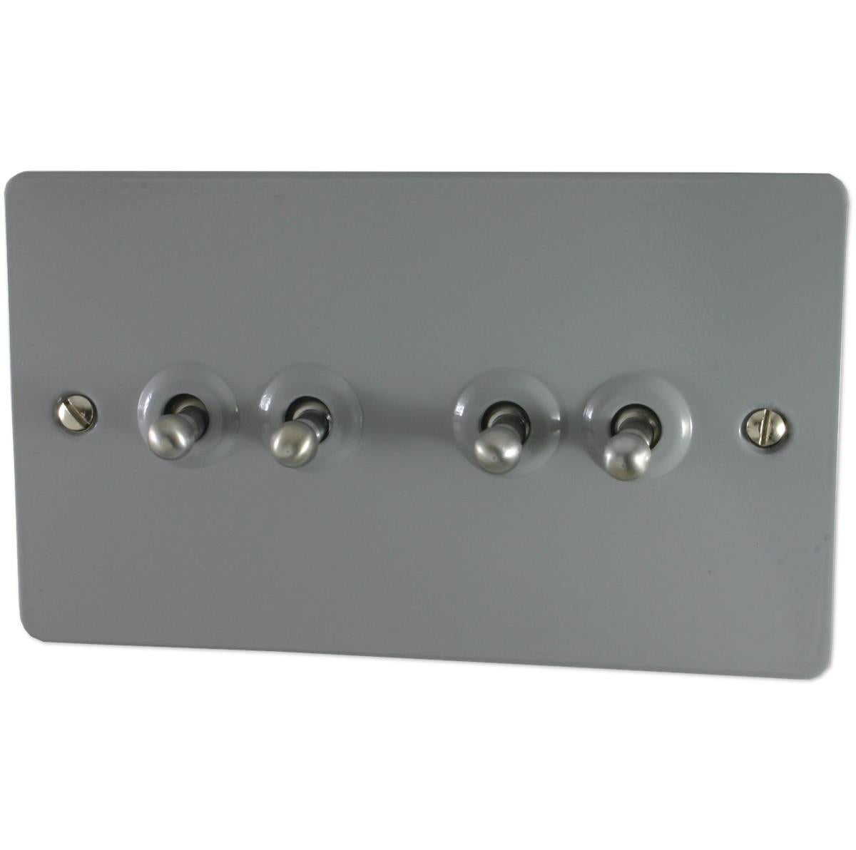 Flat Light Grey 4 Gang 2 Way Toggle