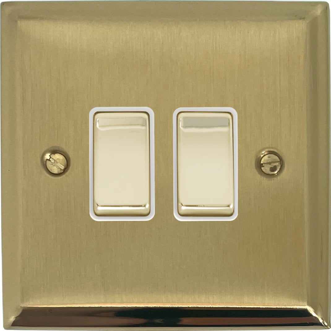 Deco Satin Brass 2 Gang Switch