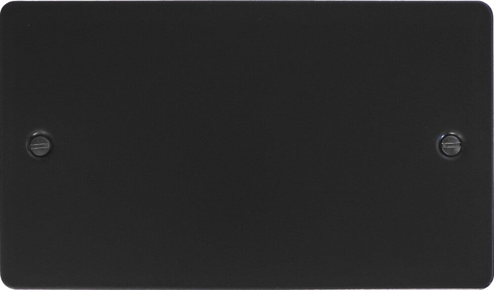 Flat Black 2 Gang Blank Plate