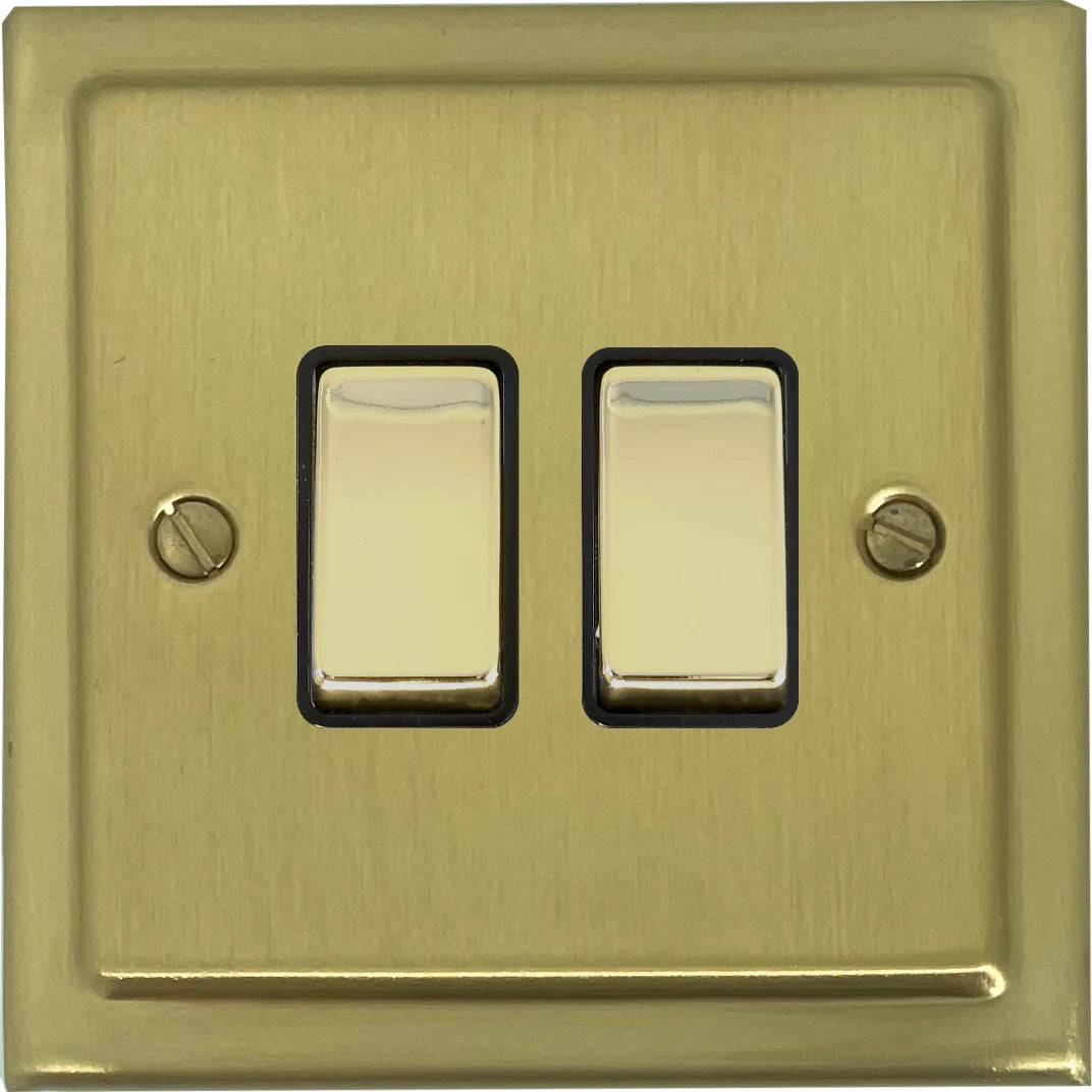 Victorian Satin Brass 2 Gang Switch