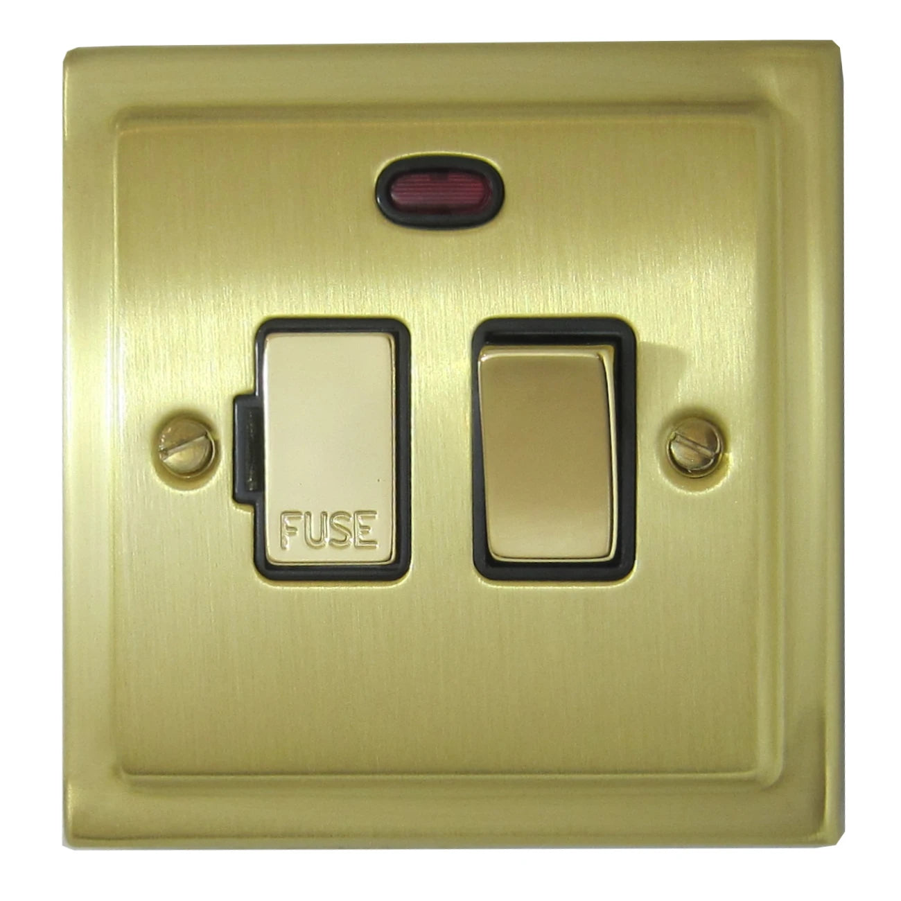 Victorian Satin Brass Switch Fused Spur & Neon