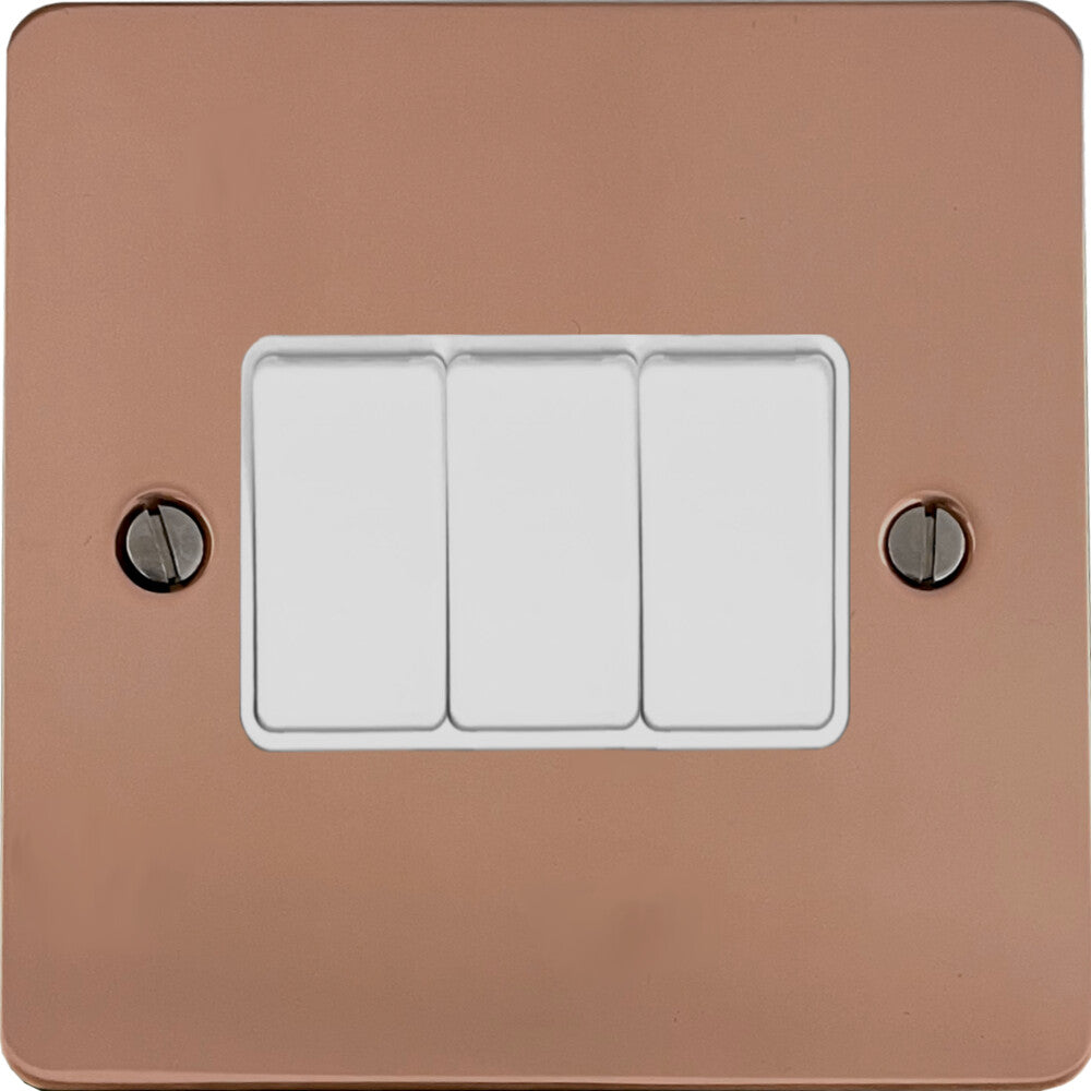 Flat Bright Copper 3 Gang 2 Way Switch