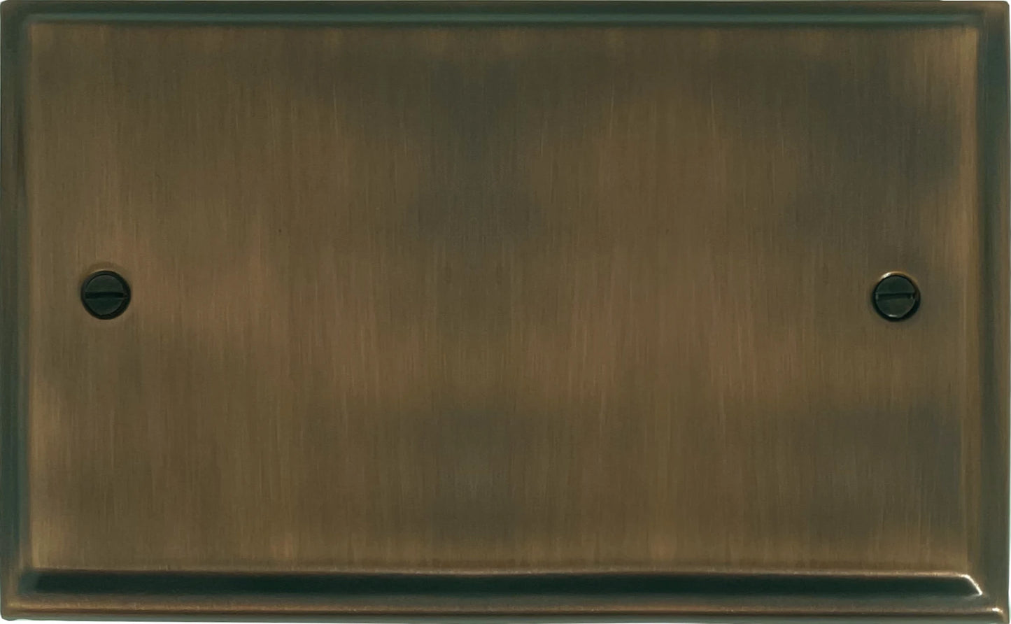 Deco Antique Brass Deco 2 Gang Blank