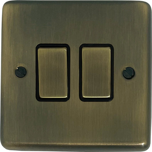 Contour Antique Brass 2 Gang Switch (Brass Switches)