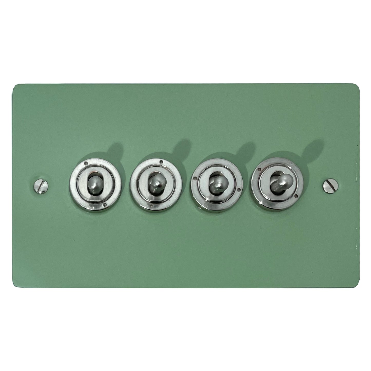 Flat Sage Green 4 Gang Grid Toggle Plate