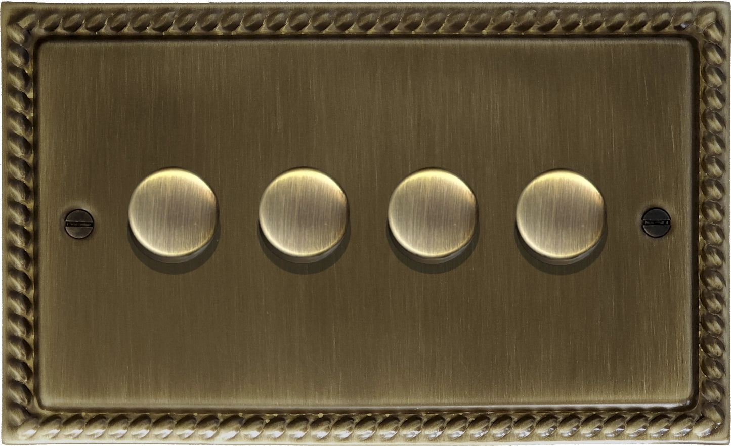 Georgian Antique Brass 4 Gang LED Dimmer