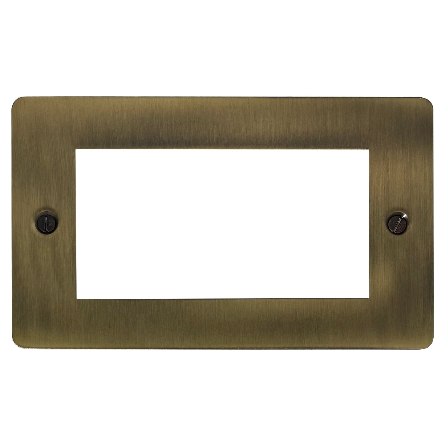 Flat Light Antique Brass 2 Gang 4 Mod Plate & Frame