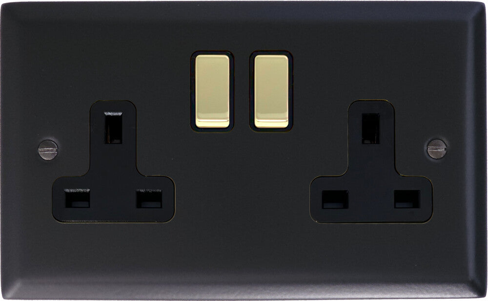 Spectrum Flat Black 2 Gang Socket
