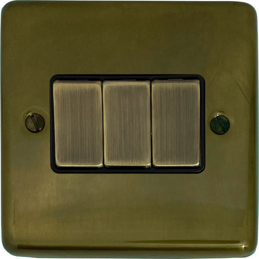 Contour Medium Bronze 3 Gang Switch