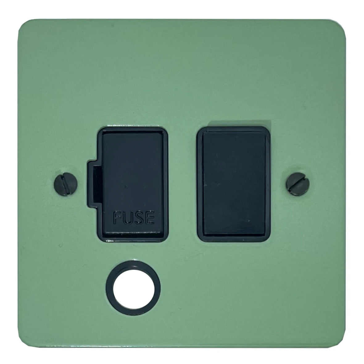 Flat Sage Green Switched Fuse Spur with Flex Outlet (Black Switch)