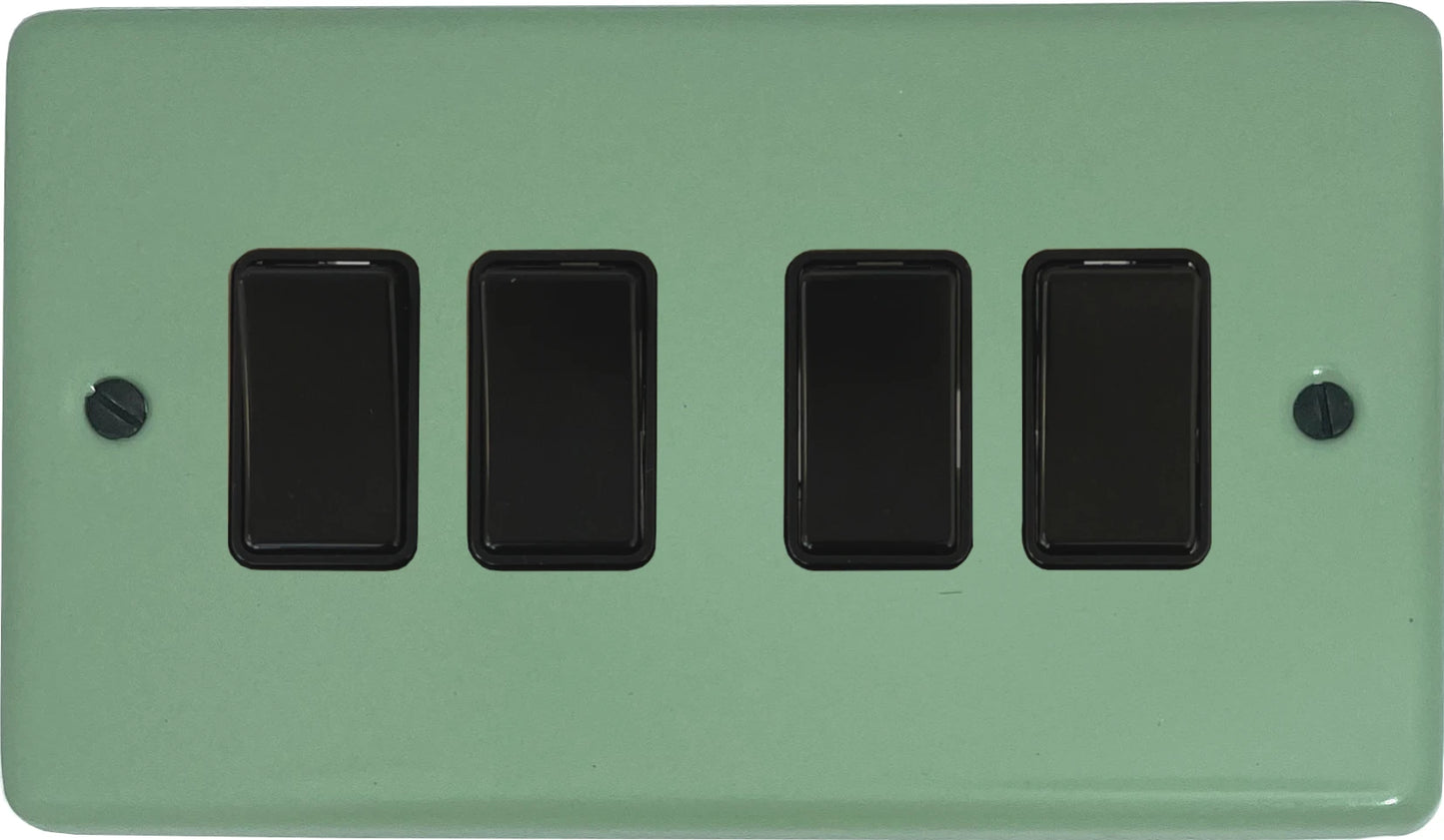 Classic Sage Green 4 Gang Switch (Black Switch)