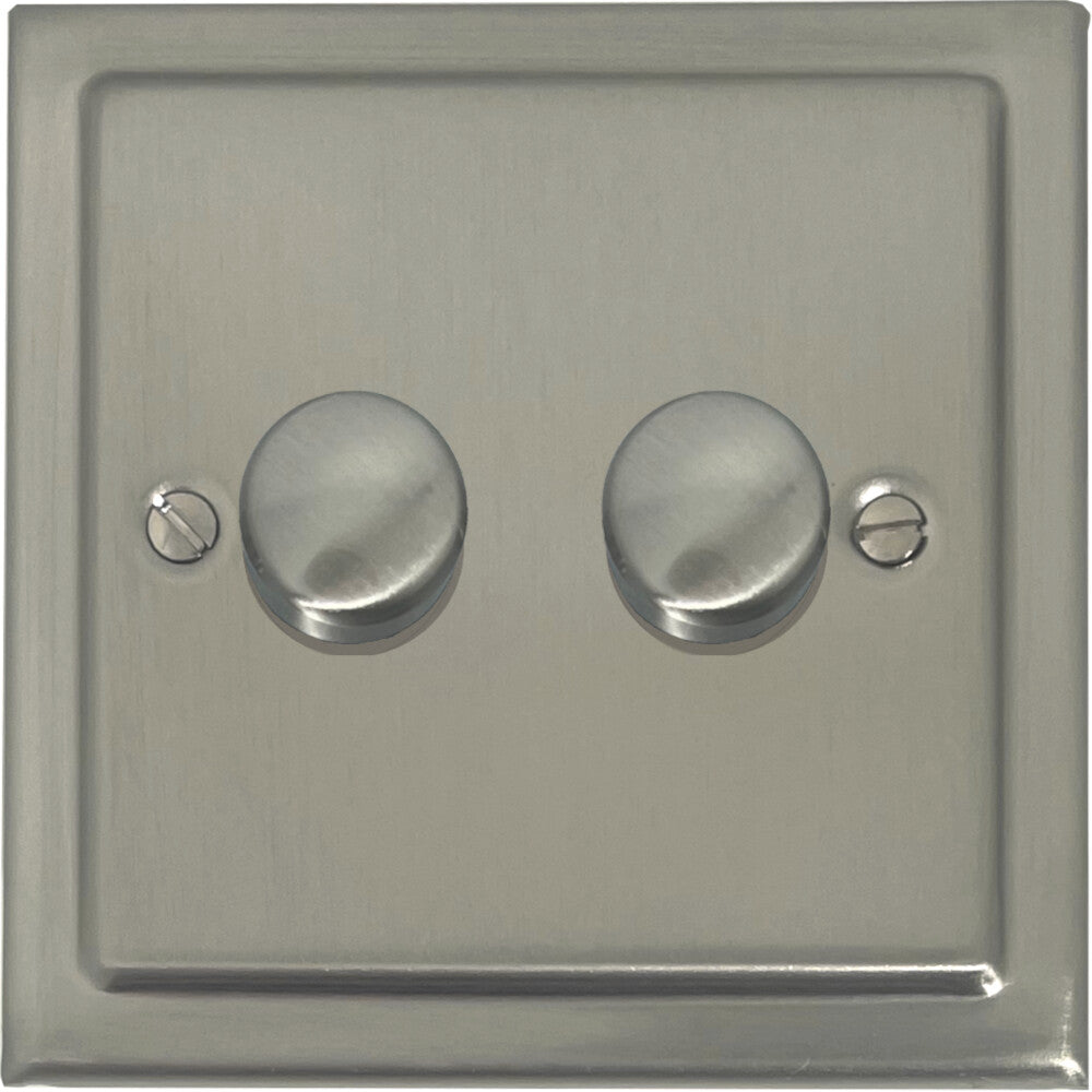 Victorian Satin Nickel 2 Gang 120W LED Dimmer