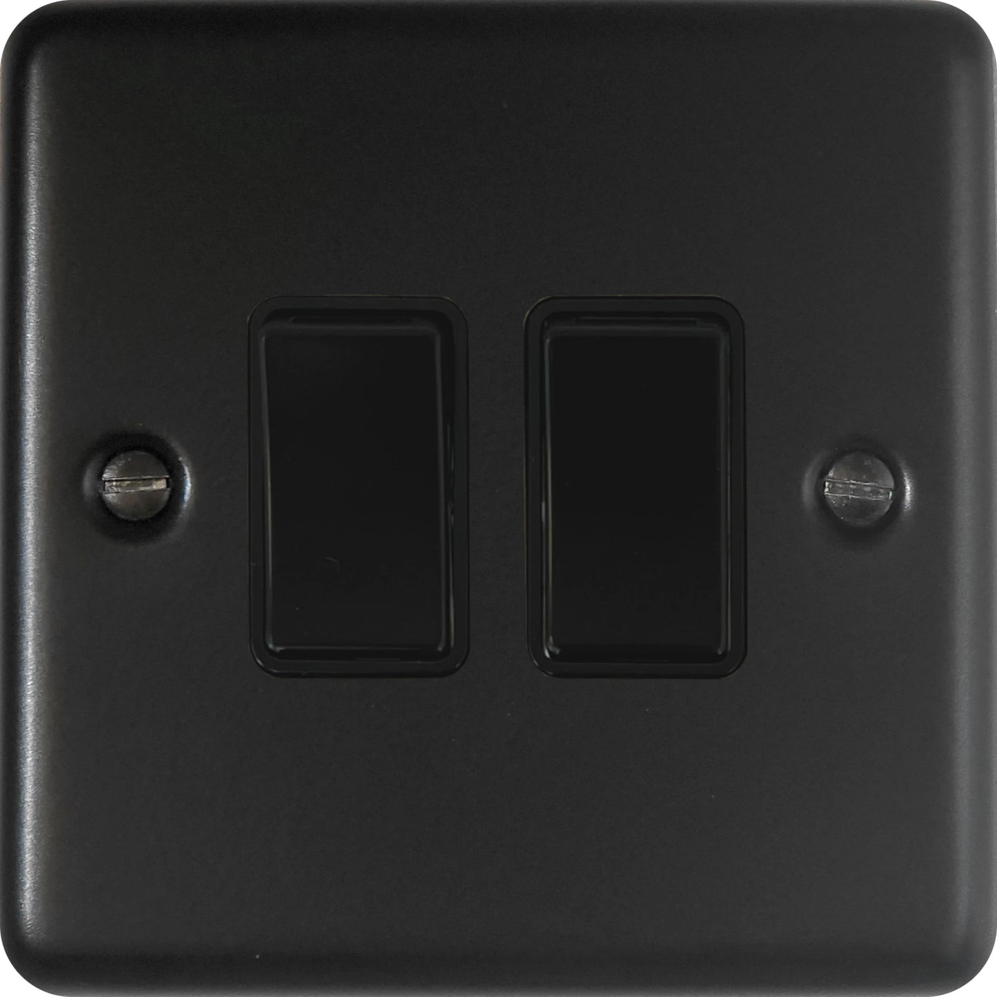 Contour Flat Black 2 Gang Switch (Black Switches)