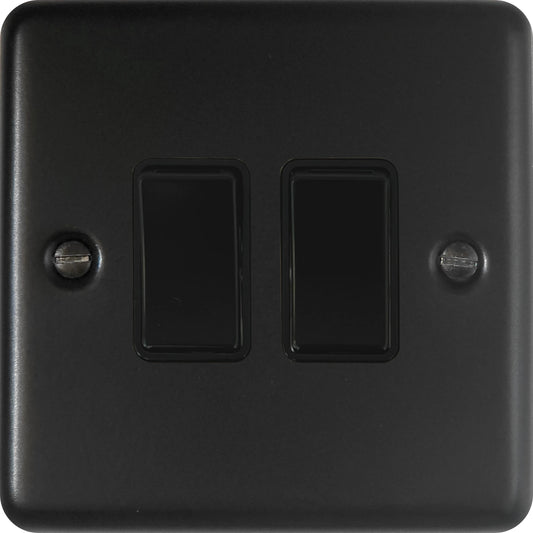Contour Flat Black 2 Gang Switch (Black Switches)