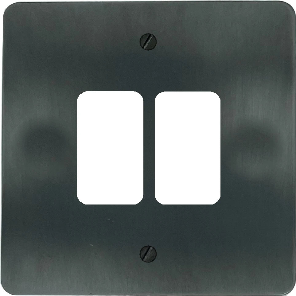 Flat Slate Effect 2 Gang Grid Plate