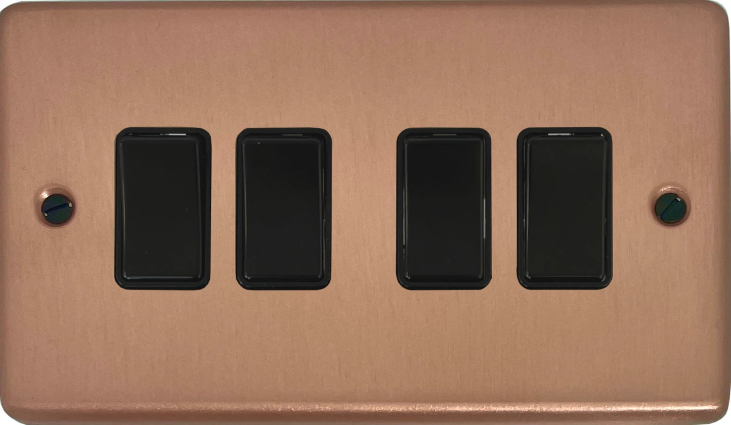 Contour Rose Gold 4 Gang Switch Black Rocker