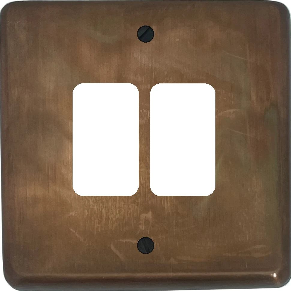 Contour Tarnished Copper 2 Gang Grid Plate
