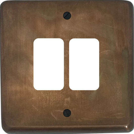 Contour Tarnished Copper 2 Gang Grid Plate