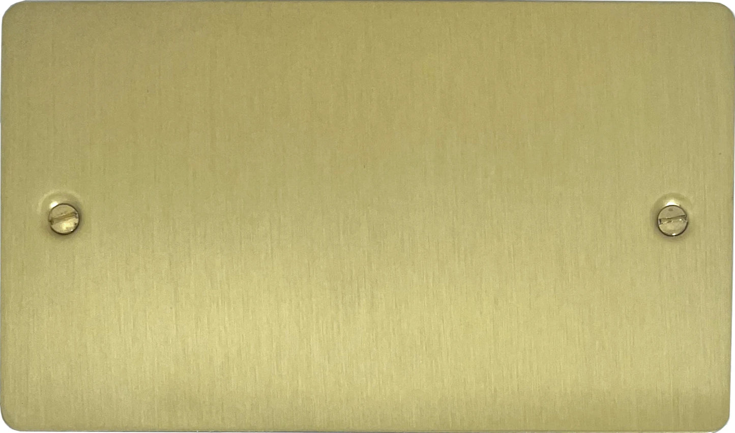 Flat Satin Brass 2 Gang Blank