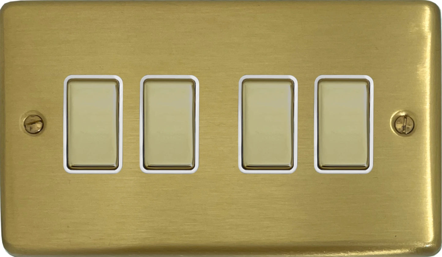 Contour Satin Brass 4 Gang Switch